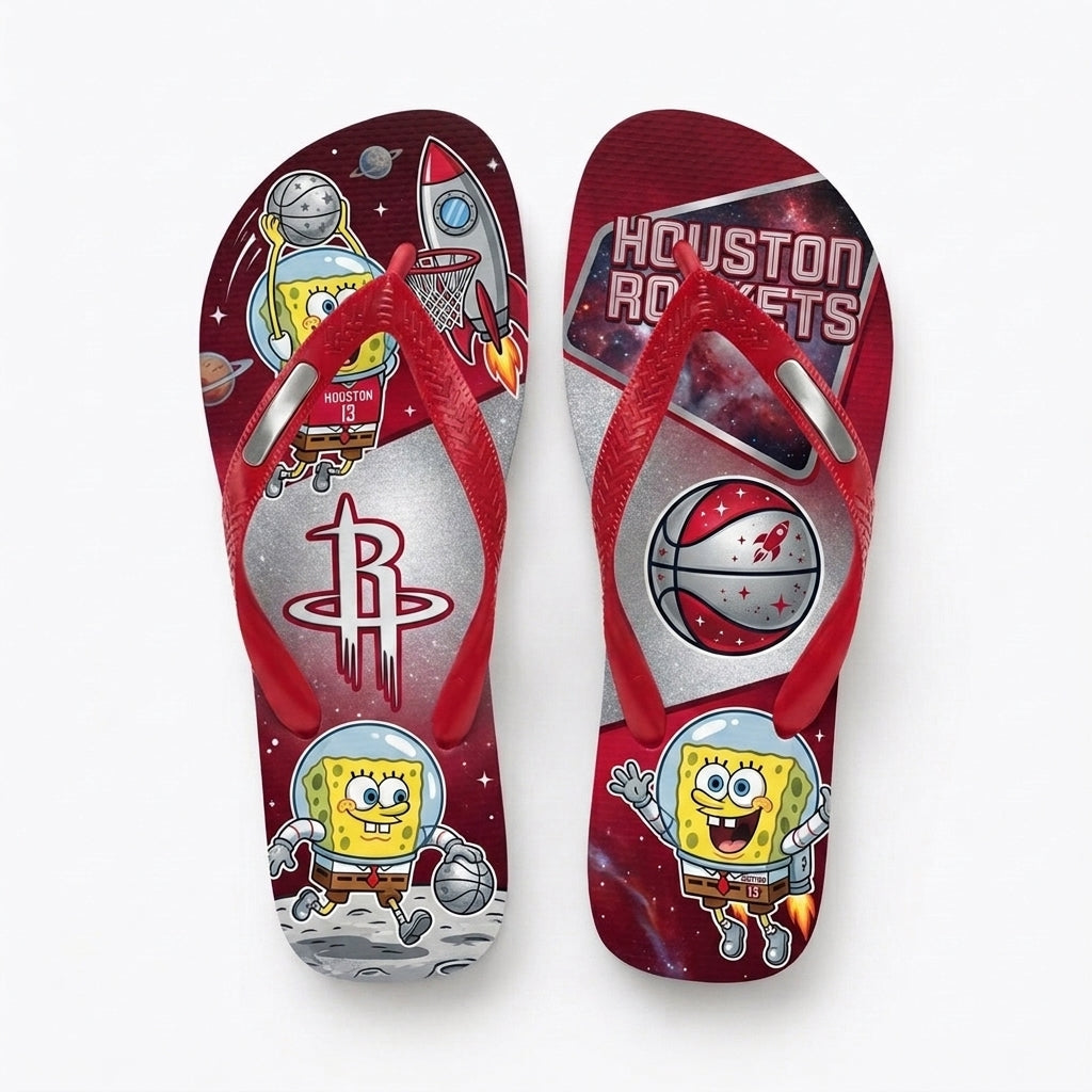 Funny Sponge Basketball Flip Flops — Sport Fan Beach Sandals | 30 Teams Available