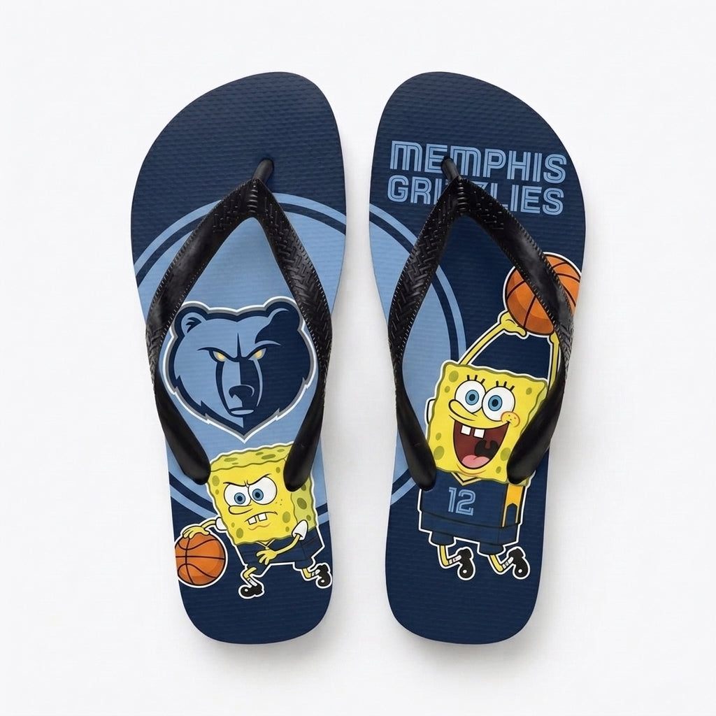 Funny Sponge Basketball Flip Flops — Sport Fan Beach Sandals | 30 Teams Available