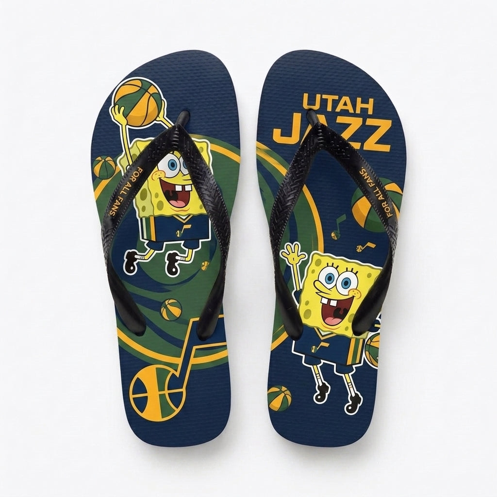Funny Sponge Basketball Flip Flops — Sport Fan Beach Sandals | 30 Teams Available - Custom Fan Apparel Image 20