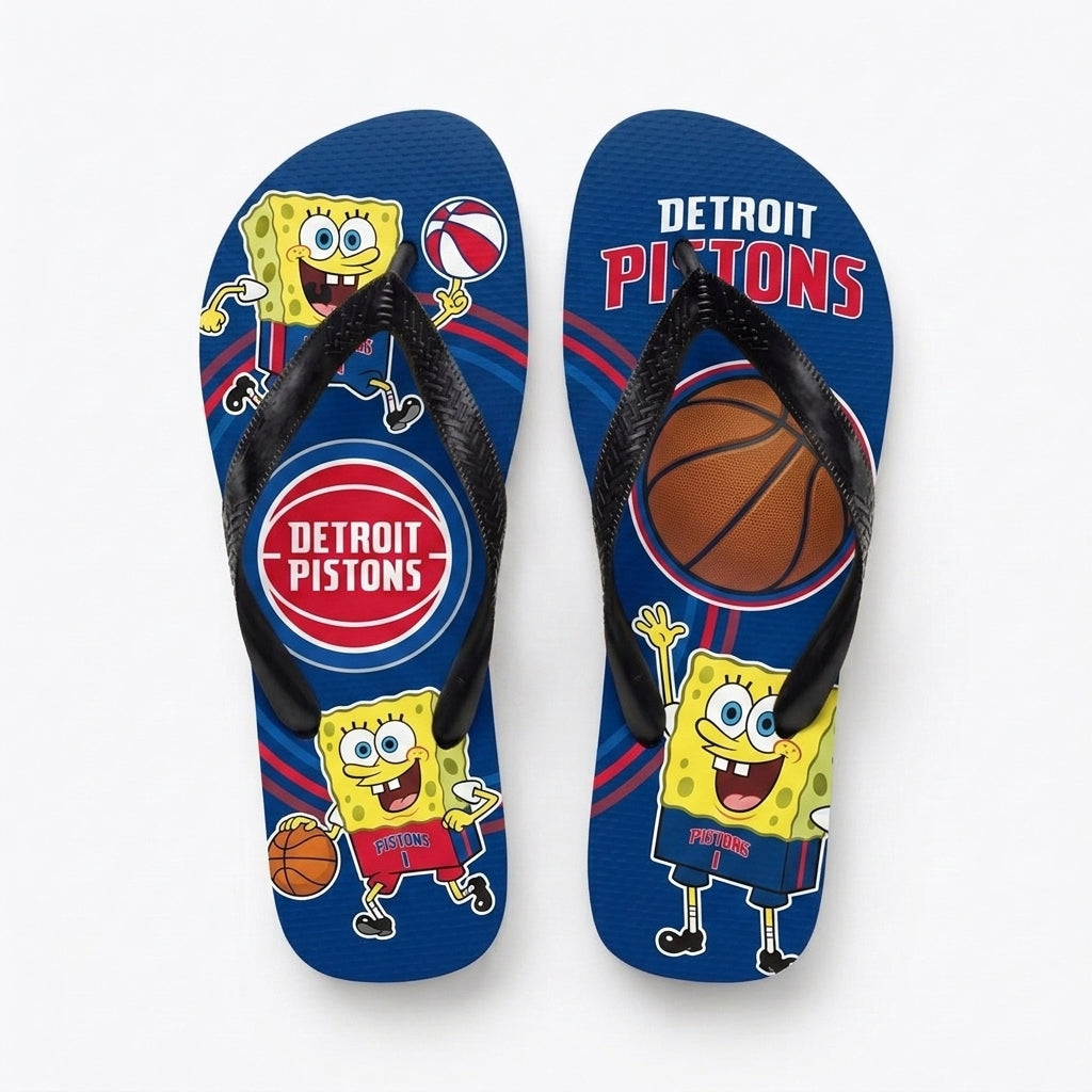 Funny Sponge Basketball Flip Flops — Sport Fan Beach Sandals | 30 Teams Available - Custom Fan Apparel Image 9