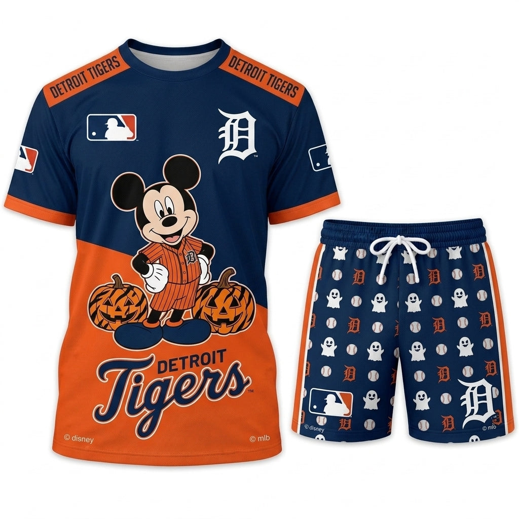 Halloween Baseball Fan T-Shirt And Shorts Set — Cartoon Mouse Sport Outfit | 30 Teams Available