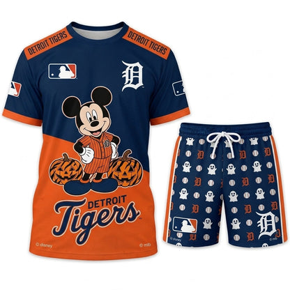 Halloween Baseball Fan T-Shirt And Shorts Set — Cartoon Mouse Sport Outfit | 30 Teams Available