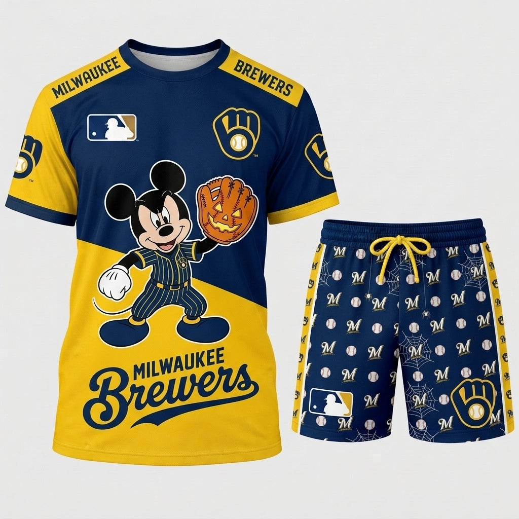Halloween Baseball Fan T-Shirt And Shorts Set — Cartoon Mouse Sport Outfit | 30 Teams Available