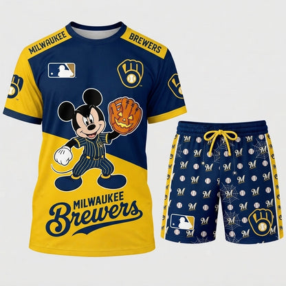 Halloween Baseball Fan T-Shirt And Shorts Set — Cartoon Mouse Sport Outfit | 30 Teams Available