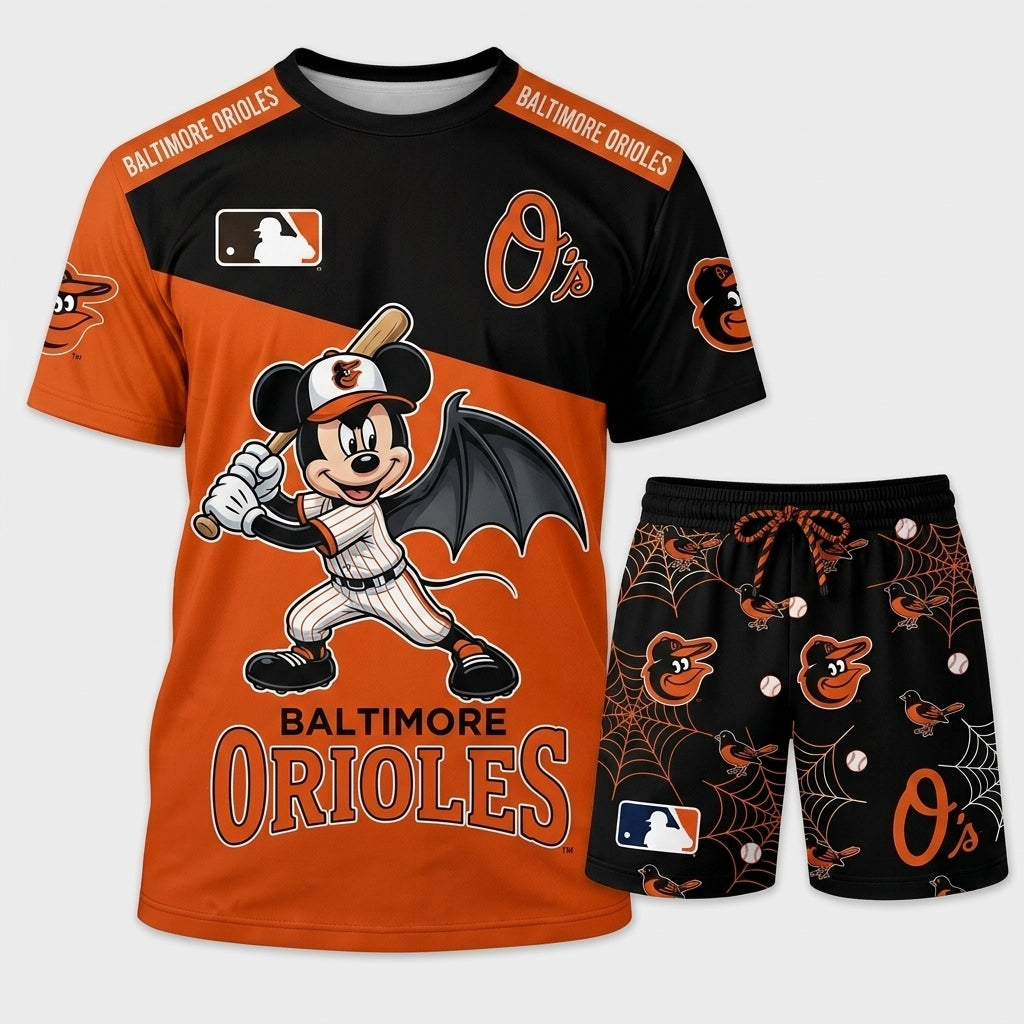 Halloween Baseball Fan T-Shirt And Shorts Set — Cartoon Mouse Sport Outfit | 30 Teams Available - Custom Fan Apparel Image 11
