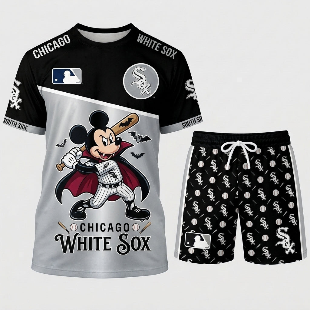 Halloween Baseball Fan T-Shirt And Shorts Set — Cartoon Mouse Sport Outfit | 30 Teams Available - Custom Fan Apparel Image 3