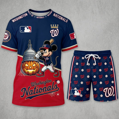 Halloween Baseball Fan T-Shirt And Shorts Set — Cartoon Mouse Sport Outfit | 30 Teams Available