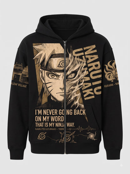 Anime Narutoo Ninja Graphic Shirt, Black Pullover Manga Inspired Hoodie, Japanese Streetwear Fan Gift