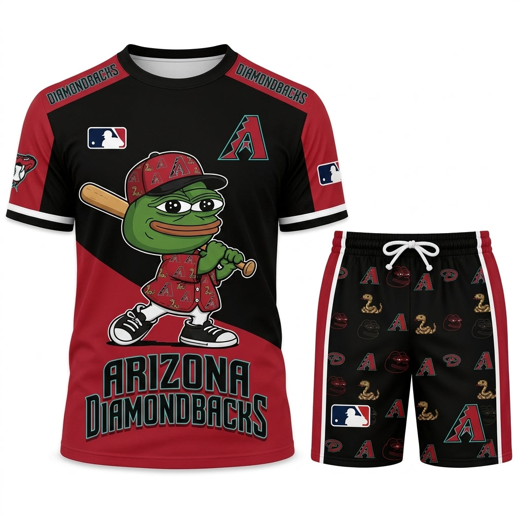 Meme Frog Baseball Fan T-Shirt And Shorts Set — Funny Sport Outfit | 30 Teams Available