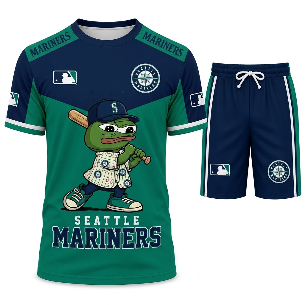 Meme Frog Baseball Fan T-Shirt And Shorts Set — Funny Sport Outfit | 30 Teams Available