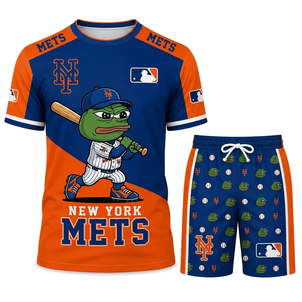 Meme Frog Baseball Fan T-Shirt And Shorts Set — Funny Sport Outfit | 30 Teams Available