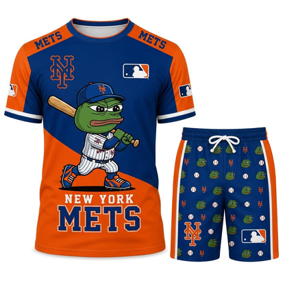 Meme Frog Baseball Fan T-Shirt And Shorts Set — Funny Sport Outfit | 30 Teams Available