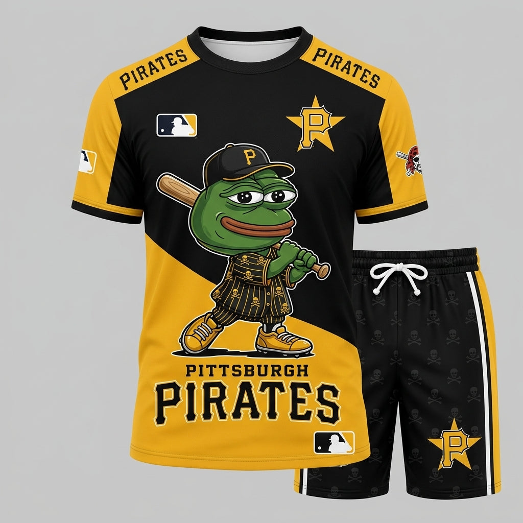 Meme Frog Baseball Fan T-Shirt And Shorts Set — Funny Sport Outfit | 30 Teams Available