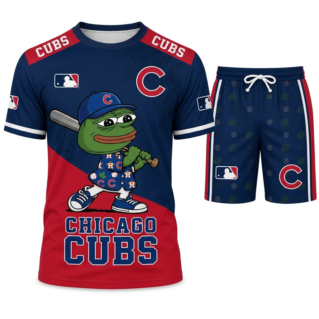 Meme Frog Baseball Fan T-Shirt And Shorts Set — Funny Sport Outfit | 30 Teams Available
