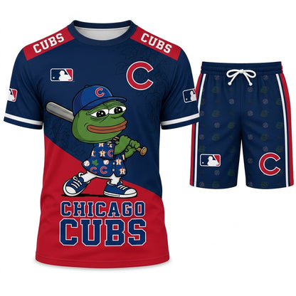 Meme Frog Baseball Fan T-Shirt And Shorts Set — Funny Sport Outfit | 30 Teams Available