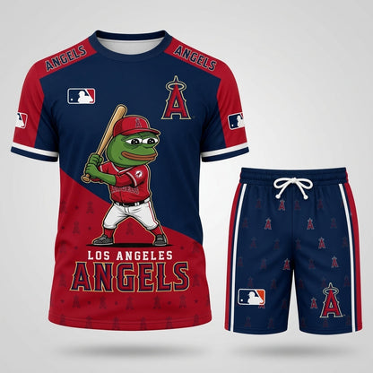 Meme Frog Baseball Fan T-Shirt And Shorts Set — Funny Sport Outfit | 30 Teams Available
