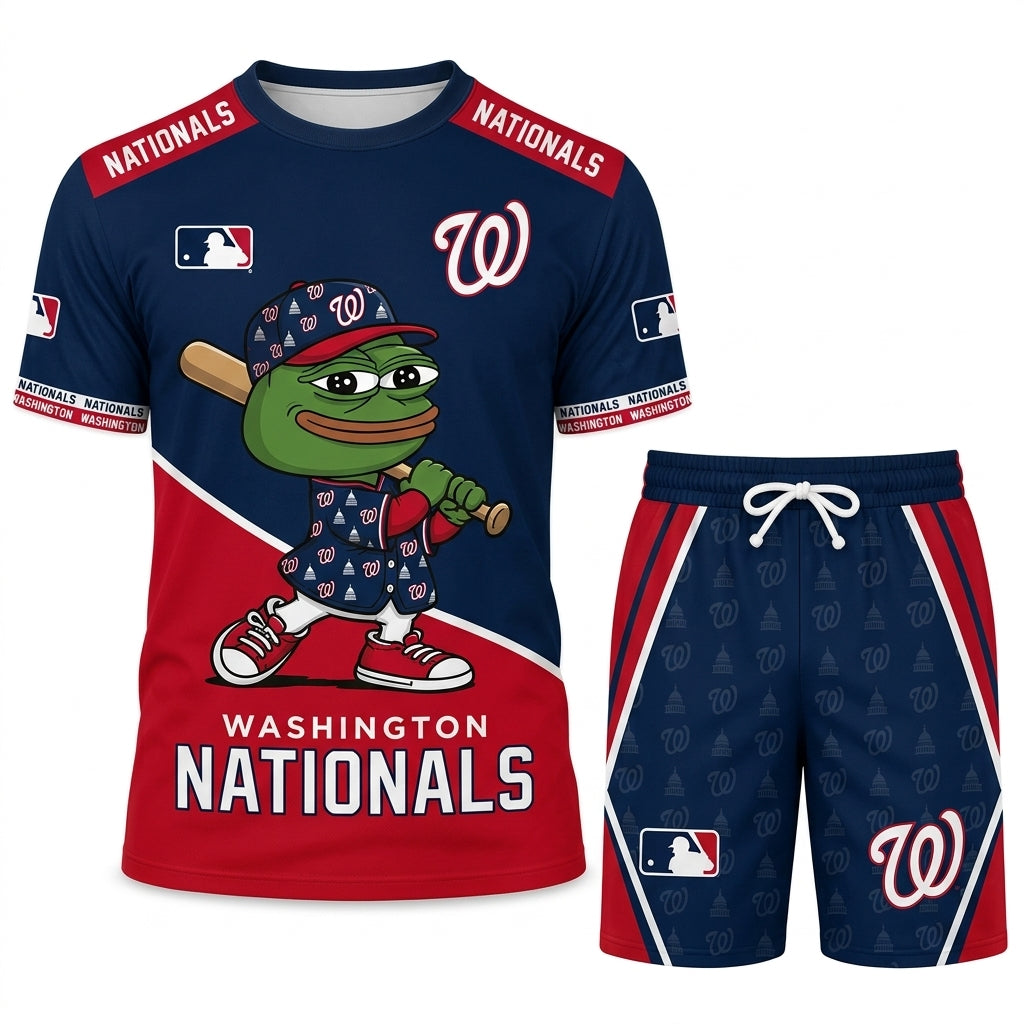 Meme Frog Baseball Fan T-Shirt And Shorts Set — Funny Sport Outfit | 30 Teams Available
