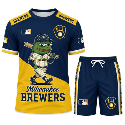 Meme Frog Baseball Fan T-Shirt And Shorts Set — Funny Sport Outfit | 30 Teams Available