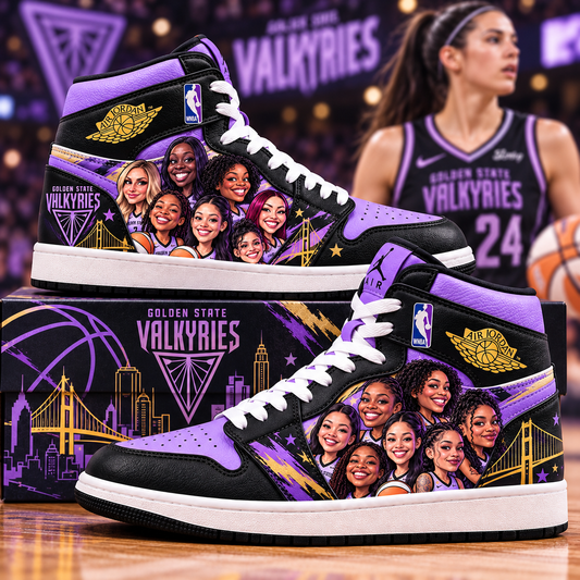 All Golden State Valkyries Team Women’s Basketball Fan WNBA High Sneakers with Collector Box — Style 1