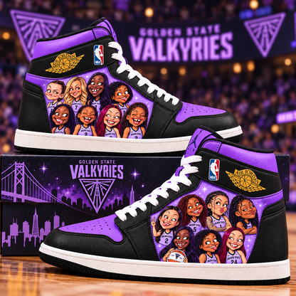 All Golden State Valkyries Team Women’s Basketball Fan WNBA High Sneakers with Collector Box — Style 3