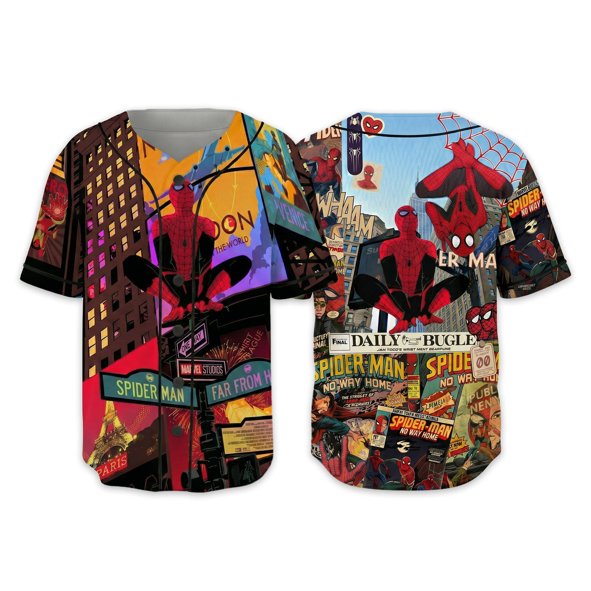 Custom Comic Web Hero Inspired Button Up Jersey - Custom Fan Apparel Image 7