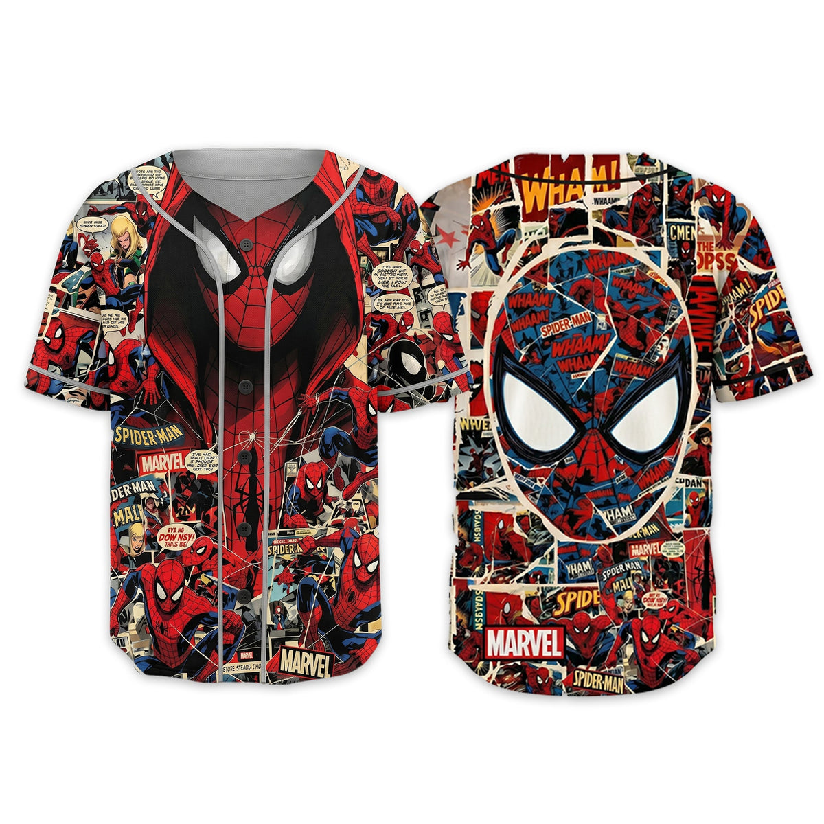 Custom Comic Web Hero Inspired Button Up Jersey - Custom Fan Apparel Image 5