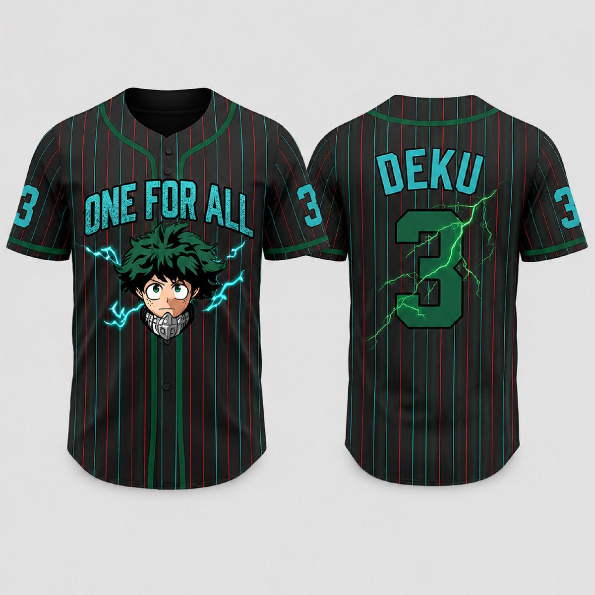 Custom Green Hero Baseball Jersey, Anime Academy Inspired Personalized Shirt - Custom Fan Apparel Image 4