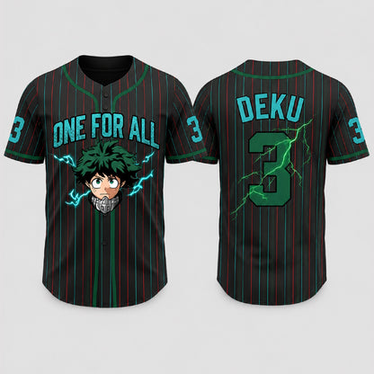 Custom Green Hero Baseball Jersey, Anime Academy Inspired Personalized Shirt - Custom Fan Apparel Image 4