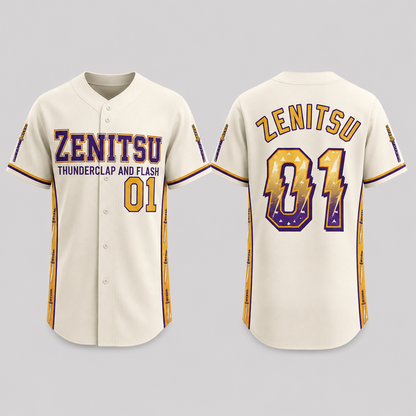 Anime Thunderclap Baseball Jersey — Purple Gold Basketball Inspired Shirt - Custom Fan Apparel Image 2