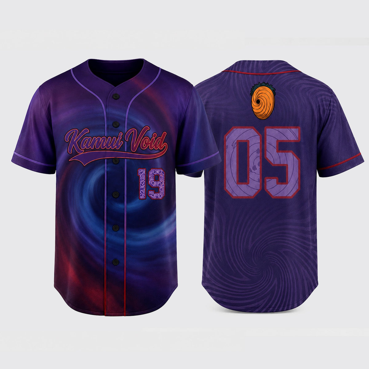 Custom Purple Anime Baseball Jersey, Spiral Ninja Inspired Personalized Shirt - Custom Fan Apparel Image 2