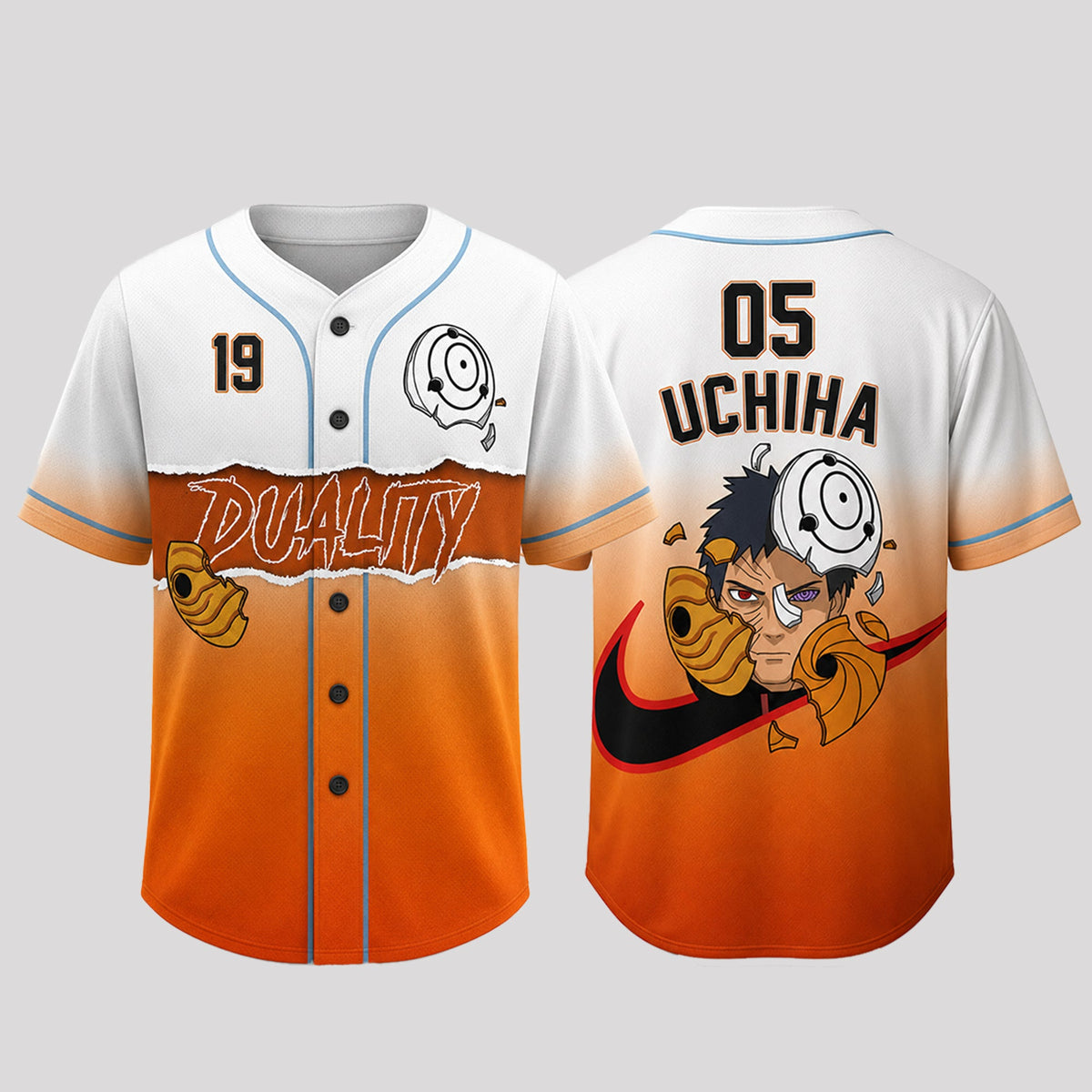Custom Orange Masked Ninja Baseball Jersey, Personalized Name Number Anime Inspired Shirt - Custom Fan Apparel Image 2