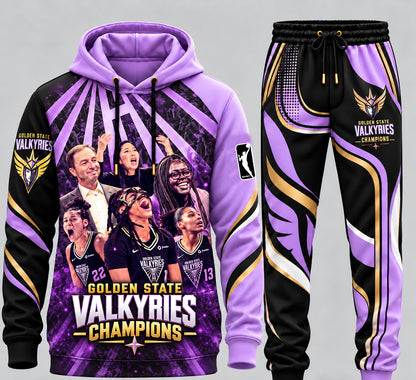 Golden State Valkyries Champions hoodie and sweatpants fan set - Style 02
