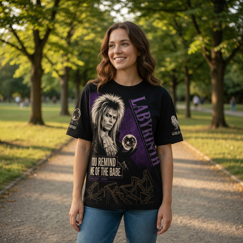 Goblin King Vintage Bootleg Tee/Hoodie – Labyrinth 1986 Graphic Shirt - Custom Fan Apparel Image 3