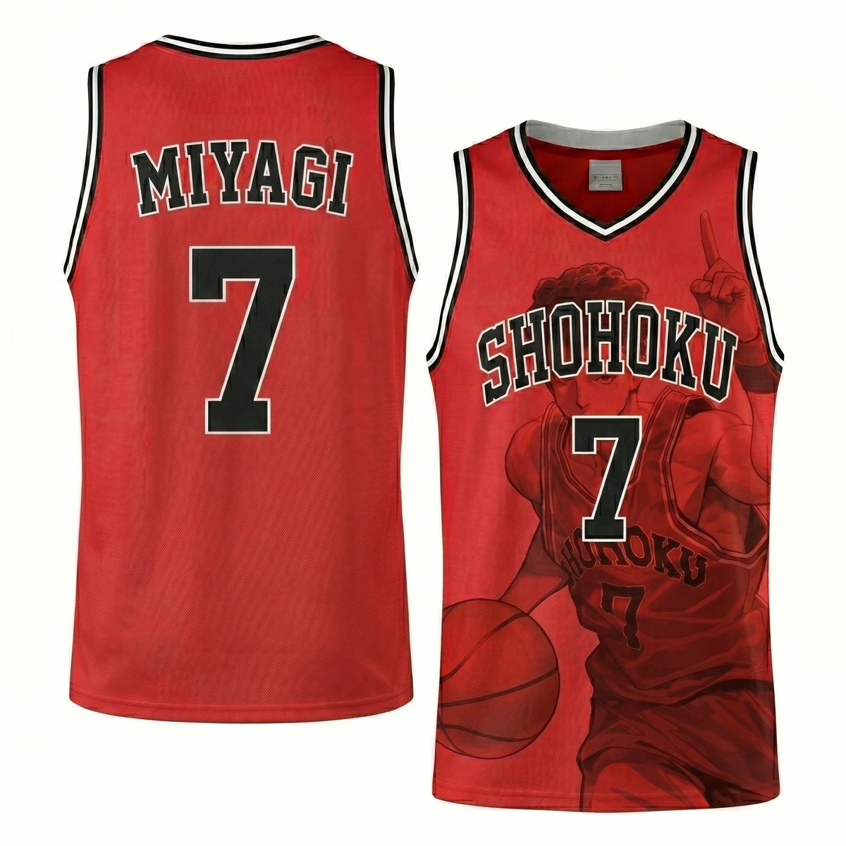 Custom Red Black Authentic Basketball Jersey — Anime Basketball Inspired Sleeveless Jersey — Manga F - Custom Fan Apparel Image 8