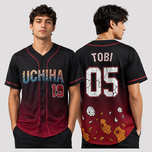 Custom Red Black Anime Baseball Jersey, Ninja Clan Inspired Personalized Shirt - Custom Fan Apparel Image 1