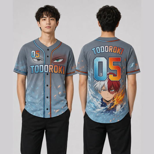 Custom Element Power Baseball Jersey, Fire Ice Anime Hero Inspired Shirt - Custom Fan Apparel Image 1