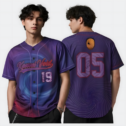 Custom Purple Anime Baseball Jersey, Spiral Ninja Inspired Personalized Shirt - Custom Fan Apparel Image 1