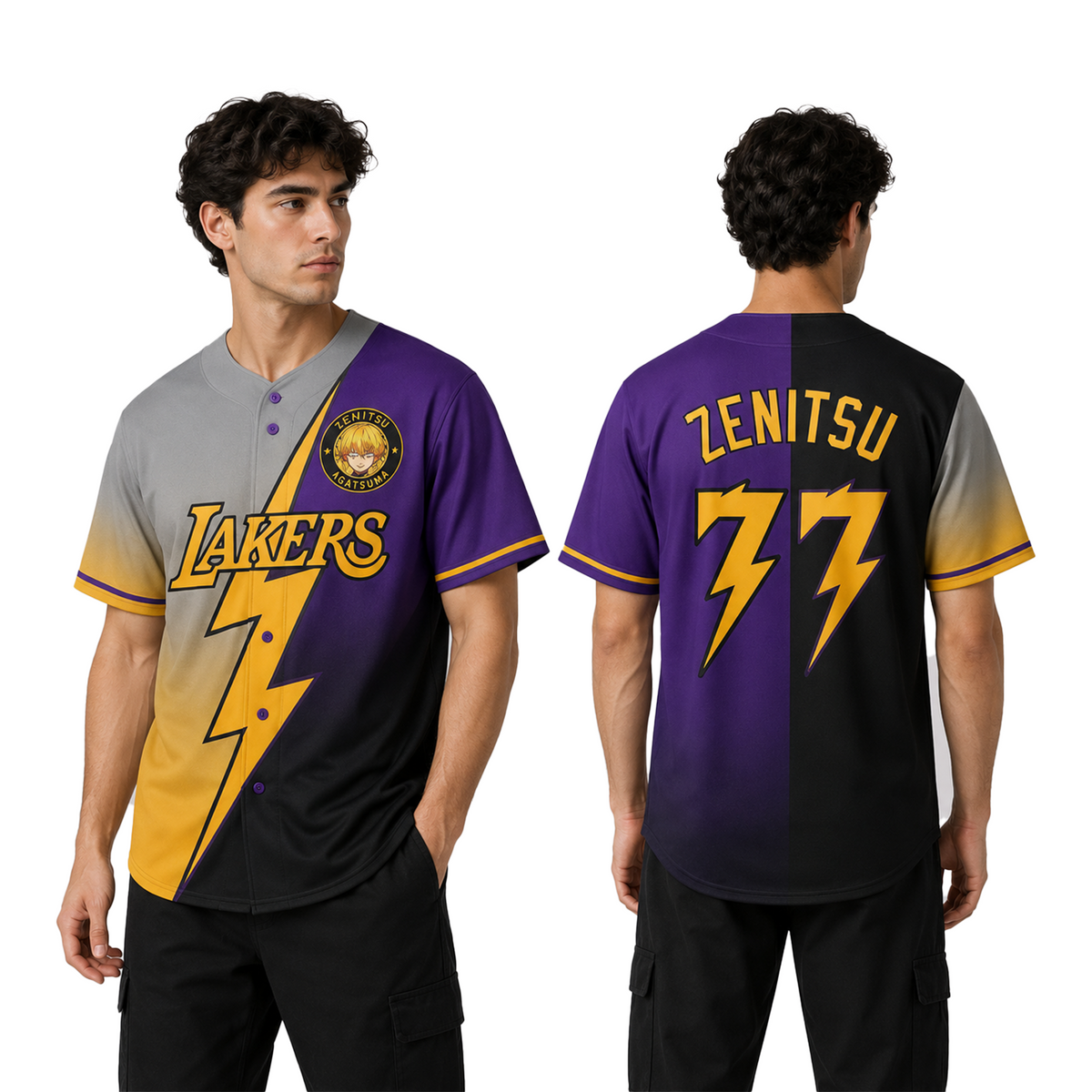 Personalized Yellow Lightning Baseball Jersey, Custom Name Number Basketball Style Shirt - Custom Fan Apparel Image 1
