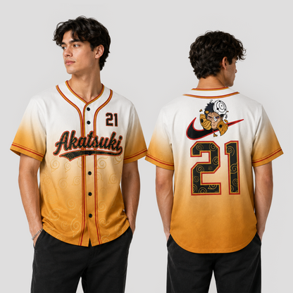 Custom Orange Masked Ninja Baseball Jersey, Personalized Name Number Anime Inspired Shirt - Custom Fan Apparel Image 1