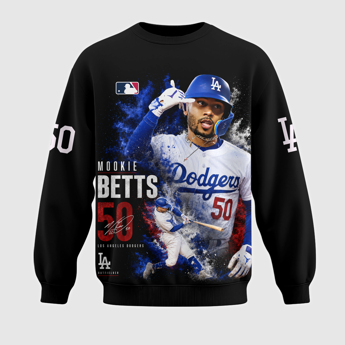 Mookie Betts No. 50 Baseball Fan Shirt — Hoodie — Sweatshirt & Zip Hoodie | Los Angeles Dodgers Insp - Custom Fan Apparel Image 4