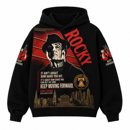 Keep Moving Forward Vintage Boxing Tee/Hoodie – Rocky Balboa Philadelphia Shirt - Custom Fan Apparel Image 2