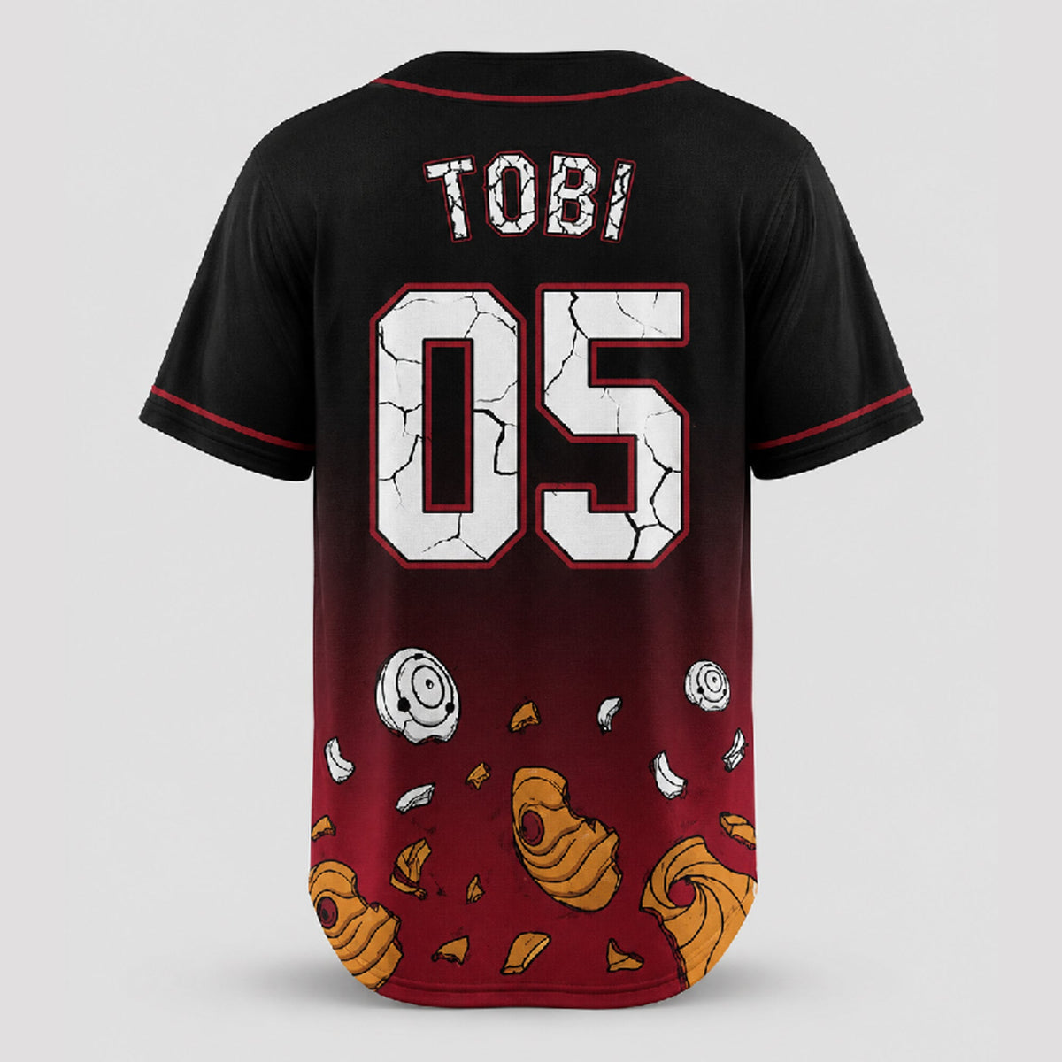 Custom Red Black Anime Baseball Jersey, Ninja Clan Inspired Personalized Shirt - Custom Fan Apparel Image 4