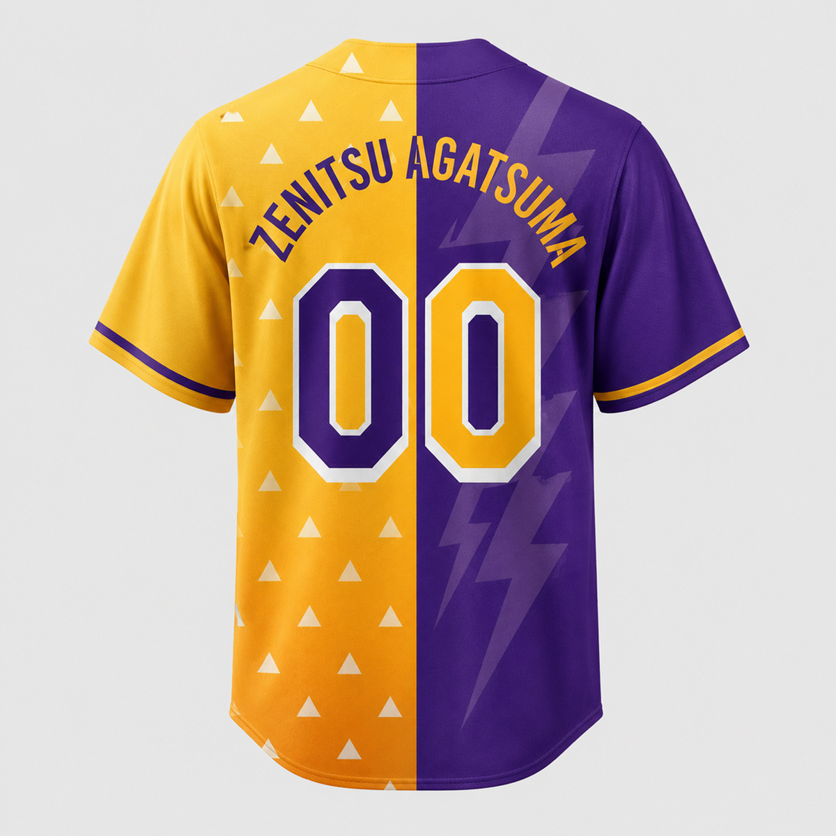 Purple Gold Thunder Fan Jersey — Lightning Anime Character Inspired Baseball Shirt - Custom Fan Apparel Image 5
