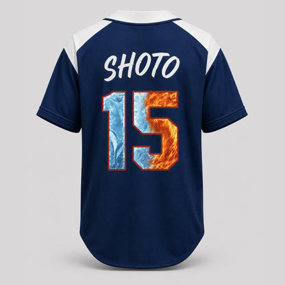Personalized Ice Flame Baseball Jersey, Custom Name Number Anime Fan Shirt - Custom Fan Apparel Image 3