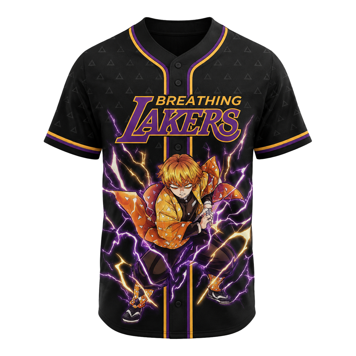 Custom Thunder Breathing Baseball Jersey, Yellow Anime Inspired Sports Shirt - Custom Fan Apparel Image 5
