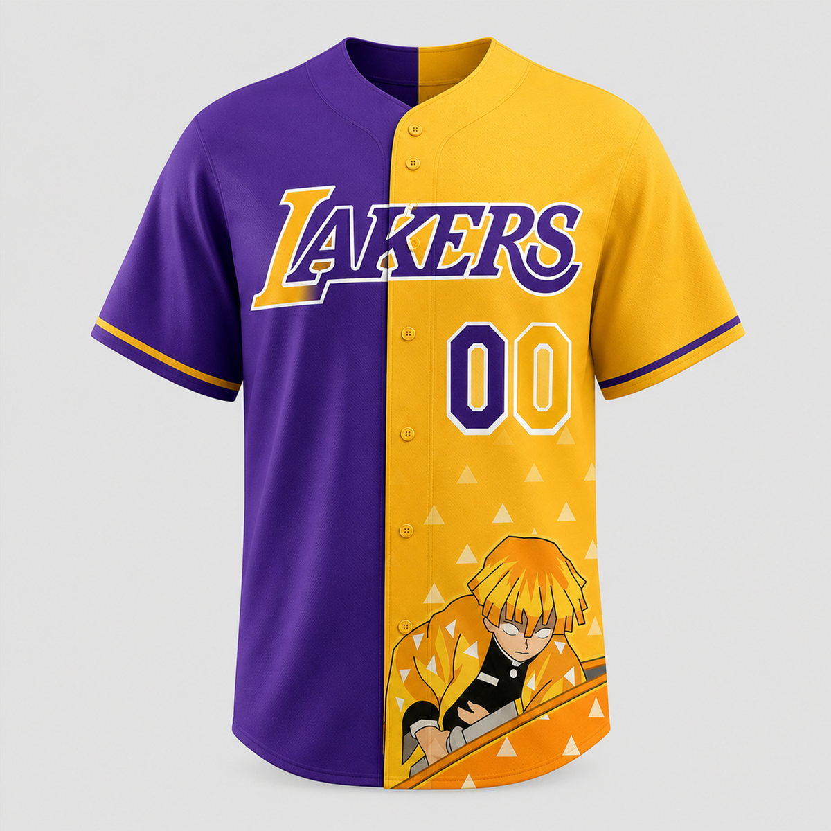 Purple Gold Thunder Fan Jersey — Lightning Anime Character Inspired Baseball Shirt - Custom Fan Apparel Image 3