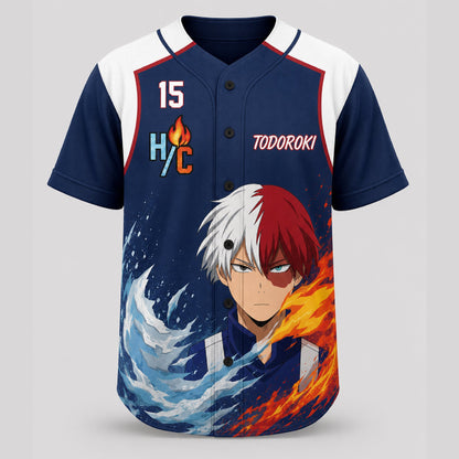 Personalized Ice Flame Baseball Jersey, Custom Name Number Anime Fan Shirt - Custom Fan Apparel Image 2