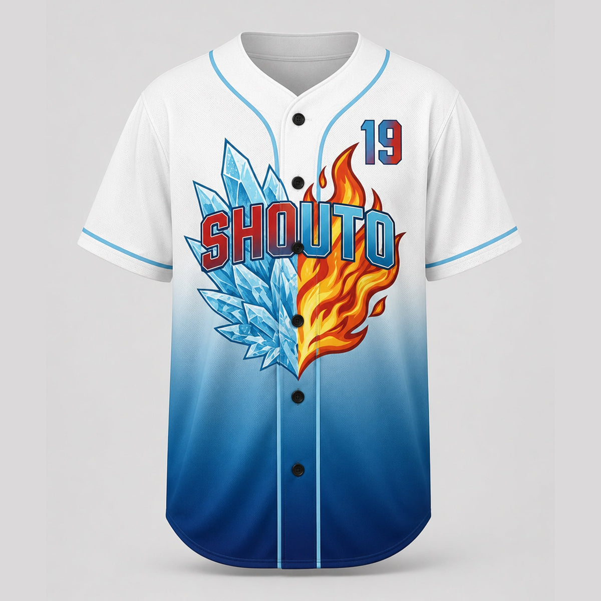Custom Ice Fire Anime Baseball Jersey, Personalized Name Number Hero Inspired Shirt - Custom Fan Apparel Image 3