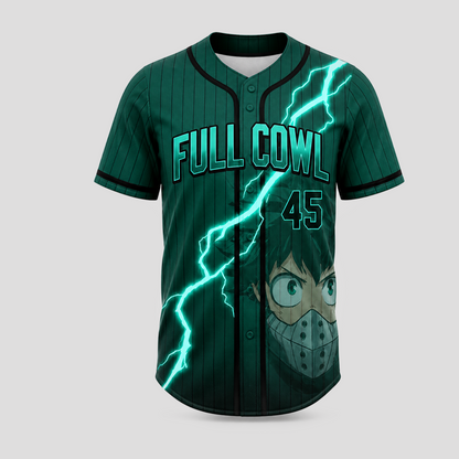 Custom Green Lightning Anime Baseball Jersey, Hero Academy Inspired Full Cowl Fan Shirt - Custom Fan Apparel Image 3