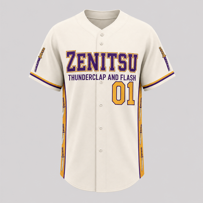 Anime Thunderclap Baseball Jersey — Purple Gold Basketball Inspired Shirt - Custom Fan Apparel Image 4